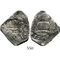 Guatemala, cob 4 reales, 1737(J). S-G1; KM-5. 12.4 grams. Solid specimen, with light, localized surf