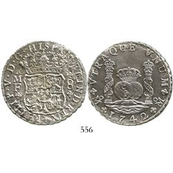 Mexico City, Mexico, pillar 8 reales, Philip V, 1742MF. KM-103; CT-793. 24.0 grams. Nice pillars (AU