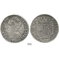 Mexico City, Mexico, bust 8 reales, Charles III, 1786FM. KM-106.2; CT-939. 24.6 grams. Nicely toned,