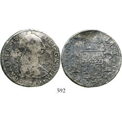 Mexico City, Mexico, bust 8 reales, Charles IV transitional (bust of Charles III, ordinal IV), 1789F