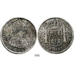 Potosi, Bolivia, bust 8 reales, Charles IV, 1793PR. KM-73; CT-714. 26.7 grams. Very broad, bold exam