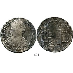 Mexico City, Mexico, bust 8 reales, Charles IV, 1800FM. KM-109; CT-695. 26.5 grams. Bold details, no