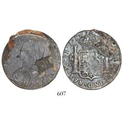 Lima, Peru, bust 8 reales, Charles IV, assayer IJ (1791-1803), with obverse encrusted and showing th