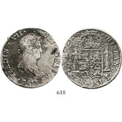 Lima, Peru, bust 8 reales, Ferdinand VII, 1813JP. KM-117.1; CT-480. 23.8 grams. Bold details despite
