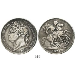 London, England, crown, George IV, 1821, SECUNDO on edge. Spink-3805; KM-680.1. 27.7 grams. Totally