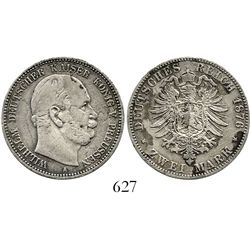 Prussia, German States, 2 mark, 1876-A, rare provenance. KM-506. 10.6 grams. AXF details, virtually