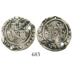 Lima, Peru, 1 real, Philip II, assayer R (Rincon), motto as PL-VS-V above dot (denomination). S-L1;