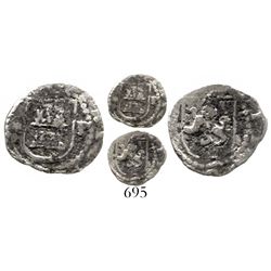 Lima, Peru, cob 1/4 real, Philip II, assayer Diego de la Torre, * to left, P to right of castle. S-L