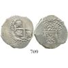 Image 1 : Lima, Peru, cob 2 reales, 1705H. S-L15a; KM-32; CT-1194. 6.5 grams. Bold full pillars (the crowns at