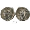 Image 1 : Lima, Peru, cob 2 reales, 1712M. S-L20; KM-32; CT-1203. 6.3 grams. Excellent full pillars-and-waves,