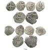 Image 1 : Lot of 6 Lima, Peru, small silver cobs of Philip V (one 2R and five 1R), various dates.  19.6 grams