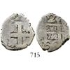 Image 1 : Lima, Peru, cob 2 reales, 1752(R ), very rare. S-L23; KM-A43; CT-unlisted. 6.1 grams. Bold full date
