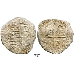 Potosi, Bolivia, cob 8 reales, (1)629T, small-dot borders, denomination as •8•, ex-Panama hoard. S-P