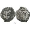 Image 1 : Potosi, Bolivia, cob 8 reales, 1684V+VR, very rare. S-P40; KM-26; CT-unlisted. 25.9 grams. Two clear