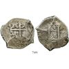 Image 1 : Potosi, Bolivia, cob 8 reales, 1697F. S-P42; KM-26; CT-385. 25.6 grams. Good full pillars with bold