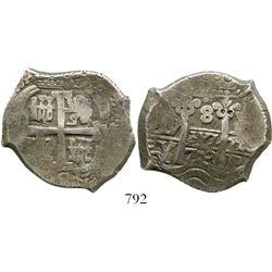 Potosi, Bolivia, cob 8 reales, 1703Y. S-P43a; KM-31; CT-863. 26.7 grams. Great full cross, full pill