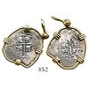 Image 1 : Potosi, Bolivia, cob 1 real, 1655E, mounted pillars-side out in 14K necklace-bezel. S-P37a; KM-13; C