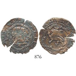 Santo Domingo, Dominican Republic, copper 4 maravedis, Philip II, assayer X, extremely rare. S-SD2;