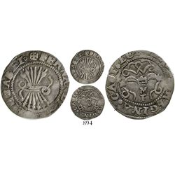 Toledo, Spain, 1/2 real, Ferdinand-Isabel, assayer M above mintmark T below yoke. CT-494. 1.6 grams.