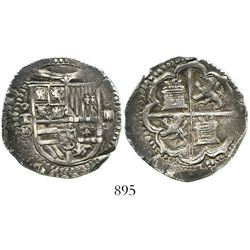 Toledo, Spain, cob 4 reales, Philip II, assayer M-in-circle. CT-414. 13.6 grams. Superb full shield