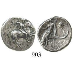 Calabria, Tarentum, AR nomos, circa 272-240 BC, magistrate Aristokle. Vlasto, 877-881; SNG ANS 1202.