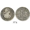Image 1 : Santiago, Chile, bust 1 real, Ferdinand VII (bust of Charles IV), 1816FJ. KM-65; CT-1224. 3.1 grams.