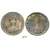 Image 1 : Santiago, Chile, "volcano" 2 reales, 1834IJ. KM-92. 6.9 grams. Beautifully rainbow-toned XF, once li