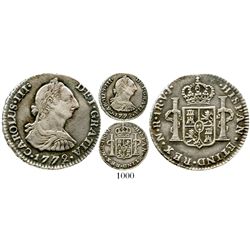 Bogota, Colombia, bust 1 real, Charles III, 1772/1772V•J, rare. KM-46.1; Restrepo-38.1a; CT-1624. 3.