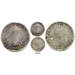 Bogota, Colombia, bust 1 real, Charles III, 1781JJ (no dot), very rare. KM-46.1; Restrepo-38.11a; CT