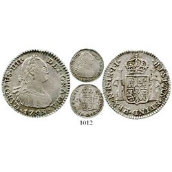 Bogota, Colombia, bust 1 real, Charles IV, 1798JJ. KM-58; Restrepo-78.24; CT-1190. 3.3 grams. Nice X