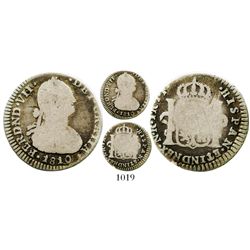 Bogota, Colombia, bust 1 real, Ferdinand VII (bust of Charles IV), 1810JF/JJ, scarce. KM-68.1; Restr