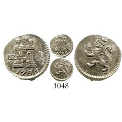 Bogota, Colombia, 1/4 real, Charles IV, 1798. KM-63; Restrepo-75.6; CT-1431. 0.7 gram. Bold UNC, par