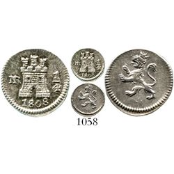 Bogota, Colombia, 1/4 real, Charles IV, 1808. KM-63; Restrepo-75.27; CT-1444. 0.9 gram. Lustrous Min