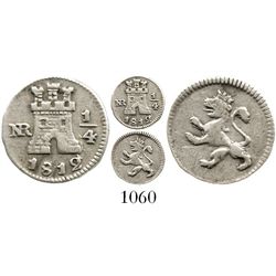 Bogota, Colombia, 1/4 real, Ferdinand VII, 1812. KM-67.1; Restrepo-100.7; CT-1483. 0.7 gram. Lightly