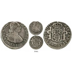 Popayan, Colombia, bust 2 reales, Ferdinand VII (bust of Charles IV), 1813JF. KM-70.2; Restrepo-114.