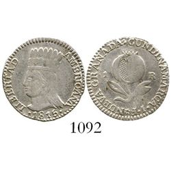 Colombia, 1 real, 1815JF, "LIBERTAD AMERICANA" type, rare. Restrepo-133.5; KM-F1. 2.1 grams. Lustrou