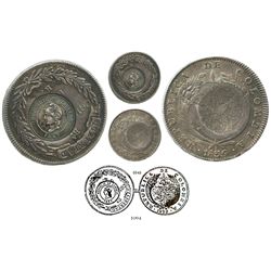 Bogota, Colombia, 8 reales, 1835/4RS, with Liberian countermark or test-strike dated 1847 on reverse