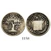 Image 1 : Costa Rica, 1/4 peso, 1853JB, rare. KM-103. 5.9 grams. Toned Fine with flat shield, weak rims, old s