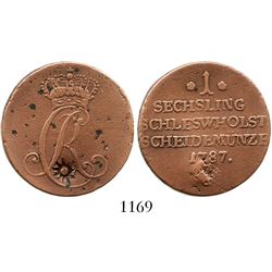 Schleswig-Holstein, German States (under Danish rule), copper 1 sechsling, Christian VII, 1787, with