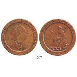 London, England (Soho mint), copper "cartwheel" twopence, George III, 1797. Spink-3776; KM-619. 54.6