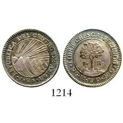 Guatemala, Central American Republic, 1 real, 1824M. KM-3. 3.3 grams. Richly toned XF+, well struck