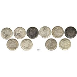 Lot of 5 Guatemala 2R, various dates and types (1868R, 1873P, 1879D, 1895 and 1897). KM-142, 149, 15
