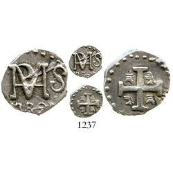 Tegucigalpa, Honduras, "imitation cob" 1/2 real, 1823, rare. KM-7.1. 1.6 grams. Choice example, bold