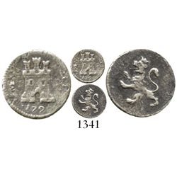 Lima, Peru, 1/4 real, Charles IV, 1795JI, scarce. KM-102.1; CT-1378. 0.7 gram. Bold XF details but l