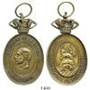 Image 1 : Puerto Rico (under Spain), oval bronze military medal (with crown at top), Alfonso XII, Voluntarios
