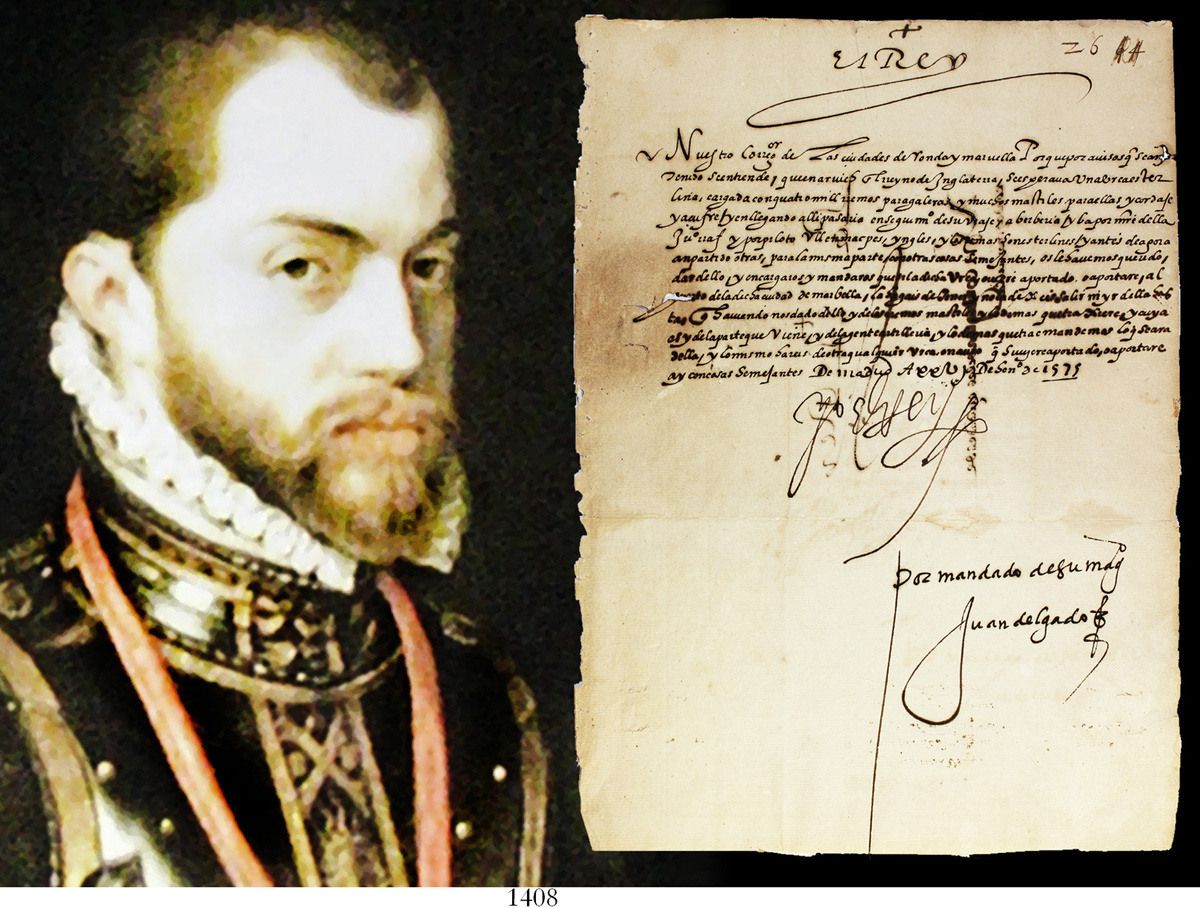 Original 1575 Document Signed By King Philip II Of Spain Yo El Rey Original 1575 Document Signed By King Philip II Of Spain Yo El Rey