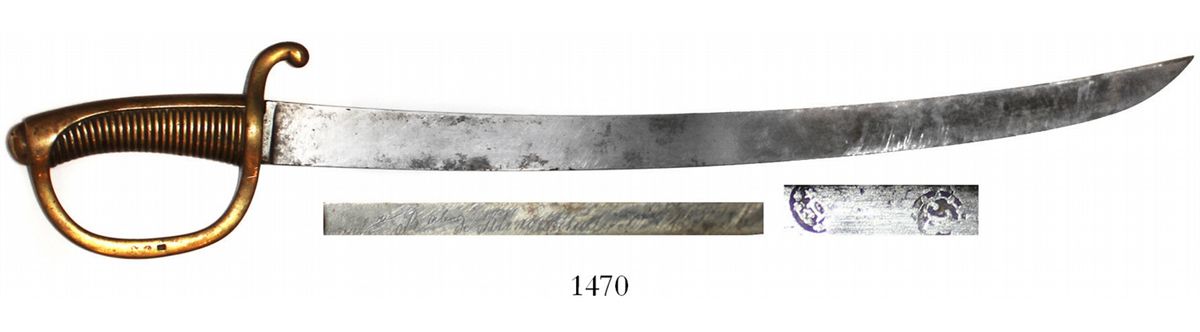 Simple Cutlass French Marine hanger-cutlass, 1808 model, signed by maker. 989 grams ...