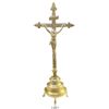 Image 1 : French cast-brass standing crucifix, 1700s.  131 grams, 11-1/2" tall and 4" at its widest. Typical c