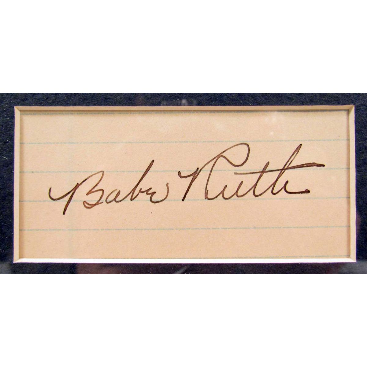 CUT SIGNATURE OF BABE RUTH W/ PICTURE - FRAMED W/ COA