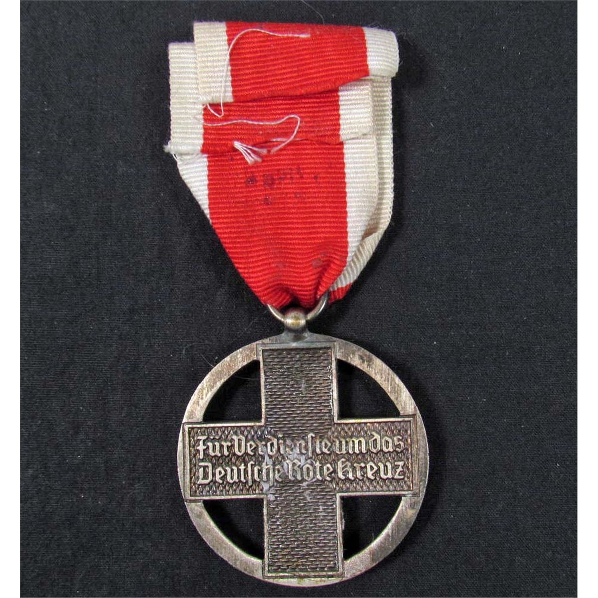 Red Ribbon Hitler GERMAN NAZI ENAMELED BADGE W/ RIBBON